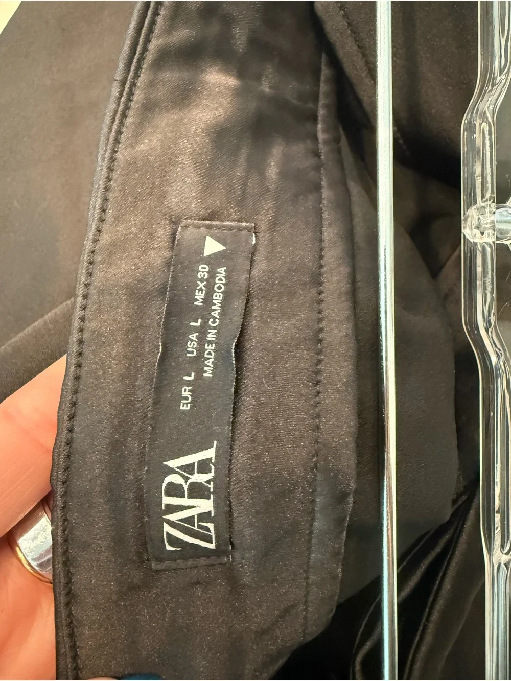 Zara Black Asymmetric Draped Satin Mini Skirt